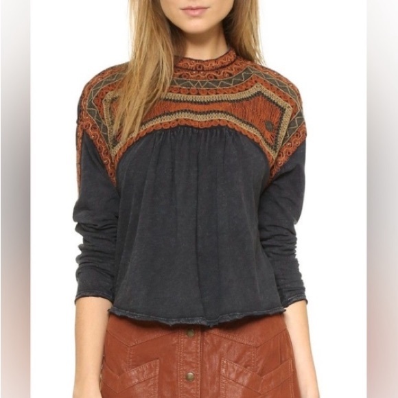 Free People Tops - Free People Slub Jersey Snow Bunny Embroidered Top